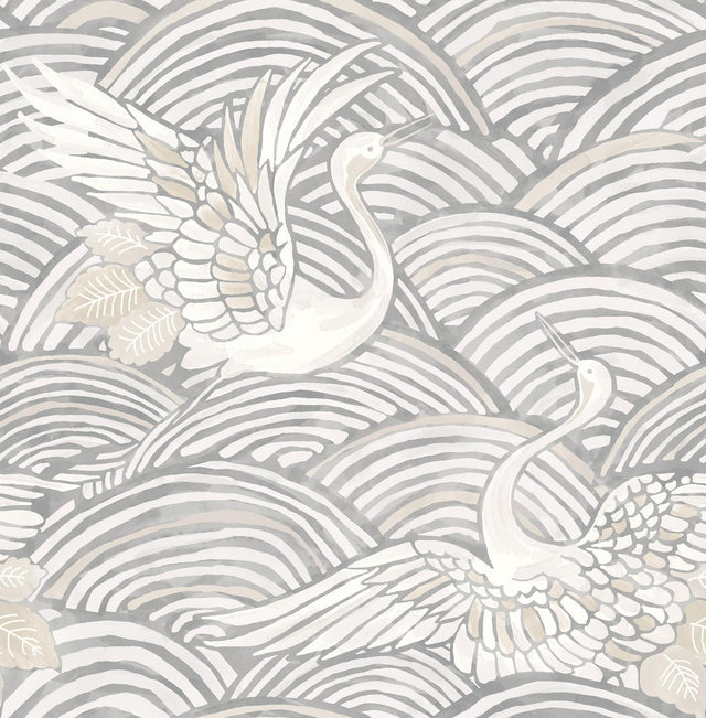 A-Street Prints Sea Salt Egret Slate Wallpaper