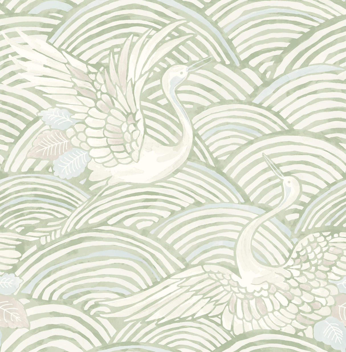 A-Street Prints Sea Salt Egret Sage Wallpaper