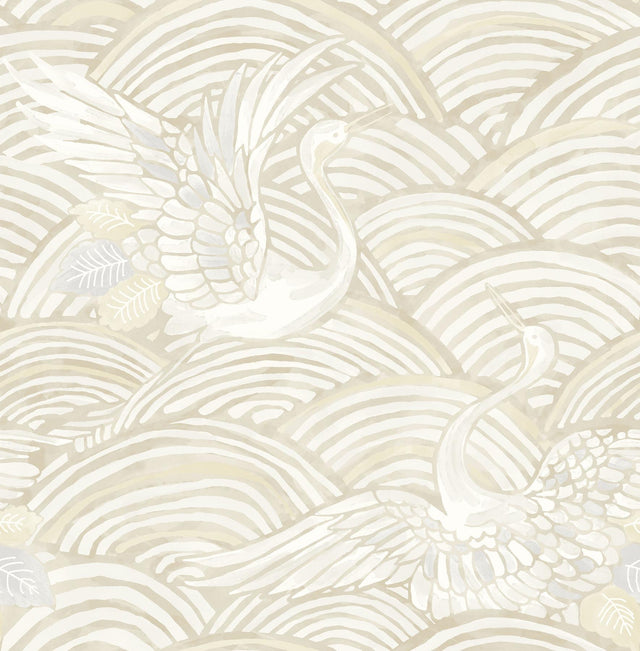 A-Street Prints Sea Salt Egret Neutral Wallpaper