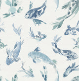 A-Street Prints Sea Salt Koi Blue Wallpaper