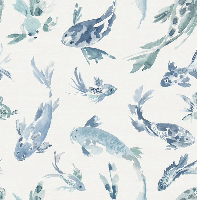 A-Street Prints Sea Salt Koi Blue Wallpaper