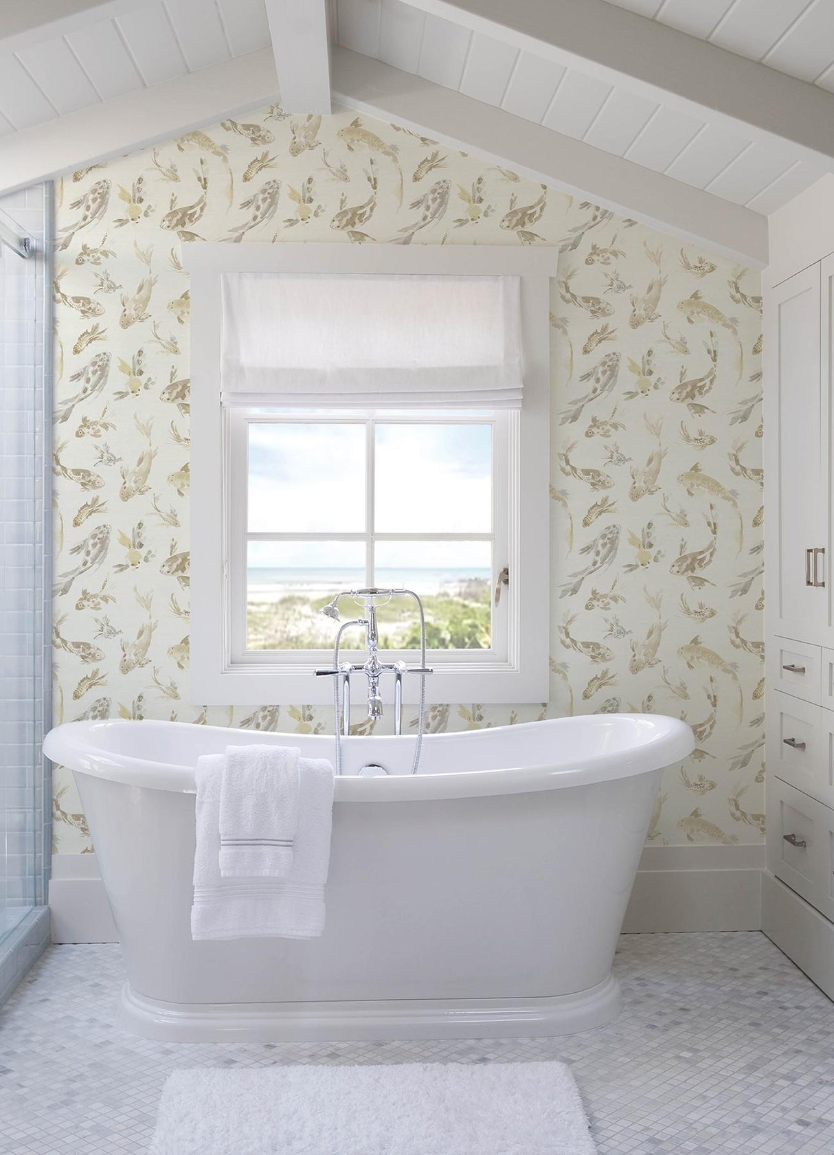 A-Street Prints Sea Salt Koi Metallic Wallpaper