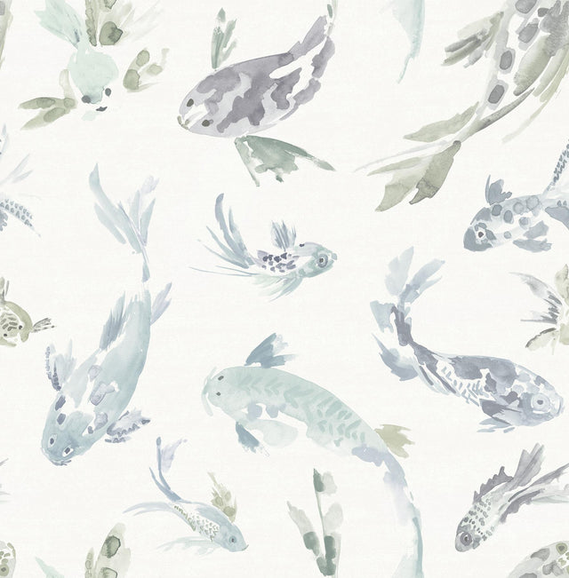 A-Street Prints Sea Salt Koi Seafoam Wallpaper