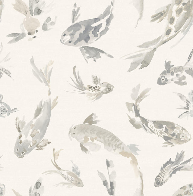 A-Street Prints Sea Salt Koi Stone Wallpaper
