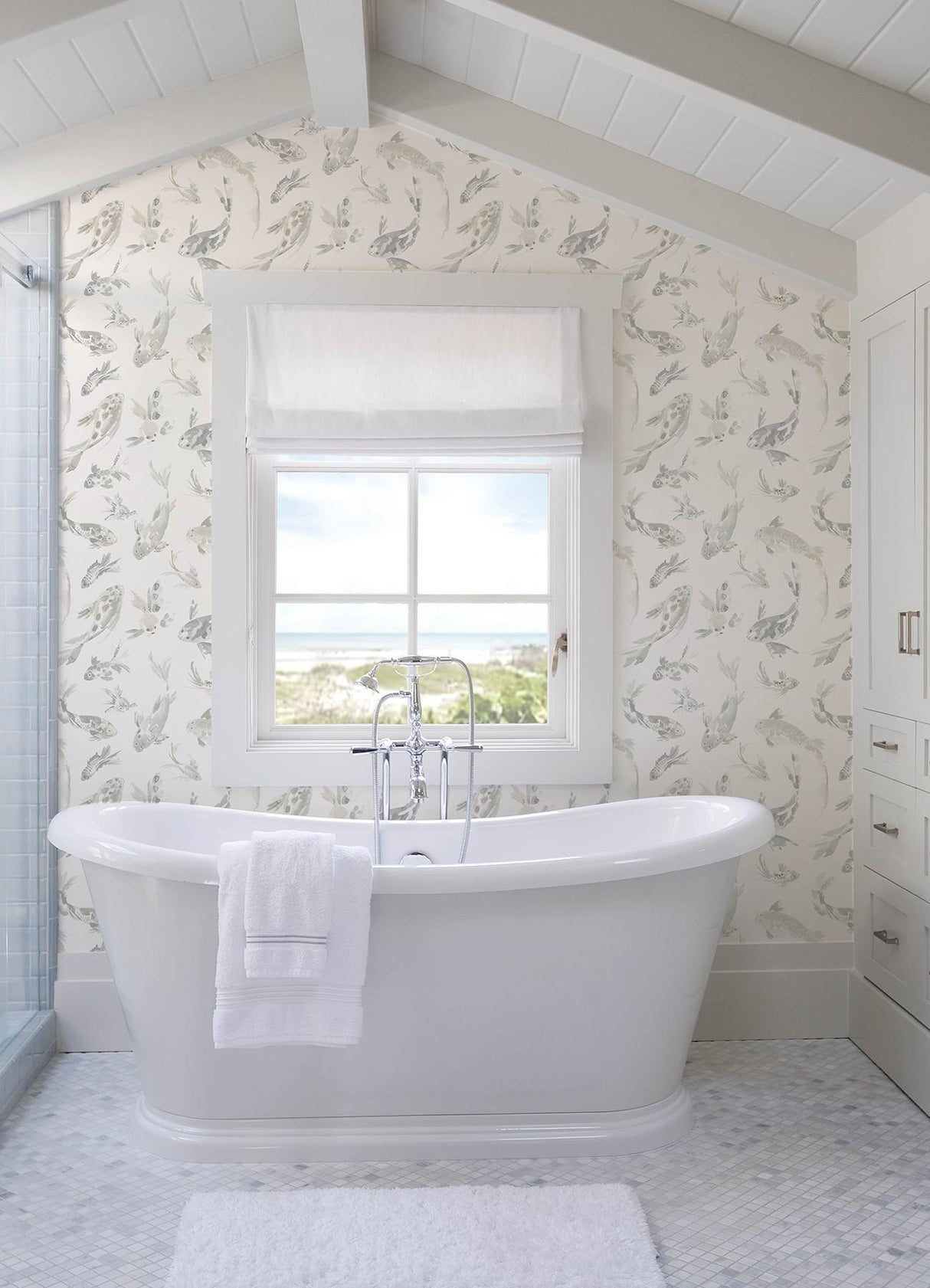 A-Street Prints Sea Salt Koi Stone Wallpaper