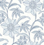 A-Street Prints Sea Salt Star Flower Blue Wallpaper