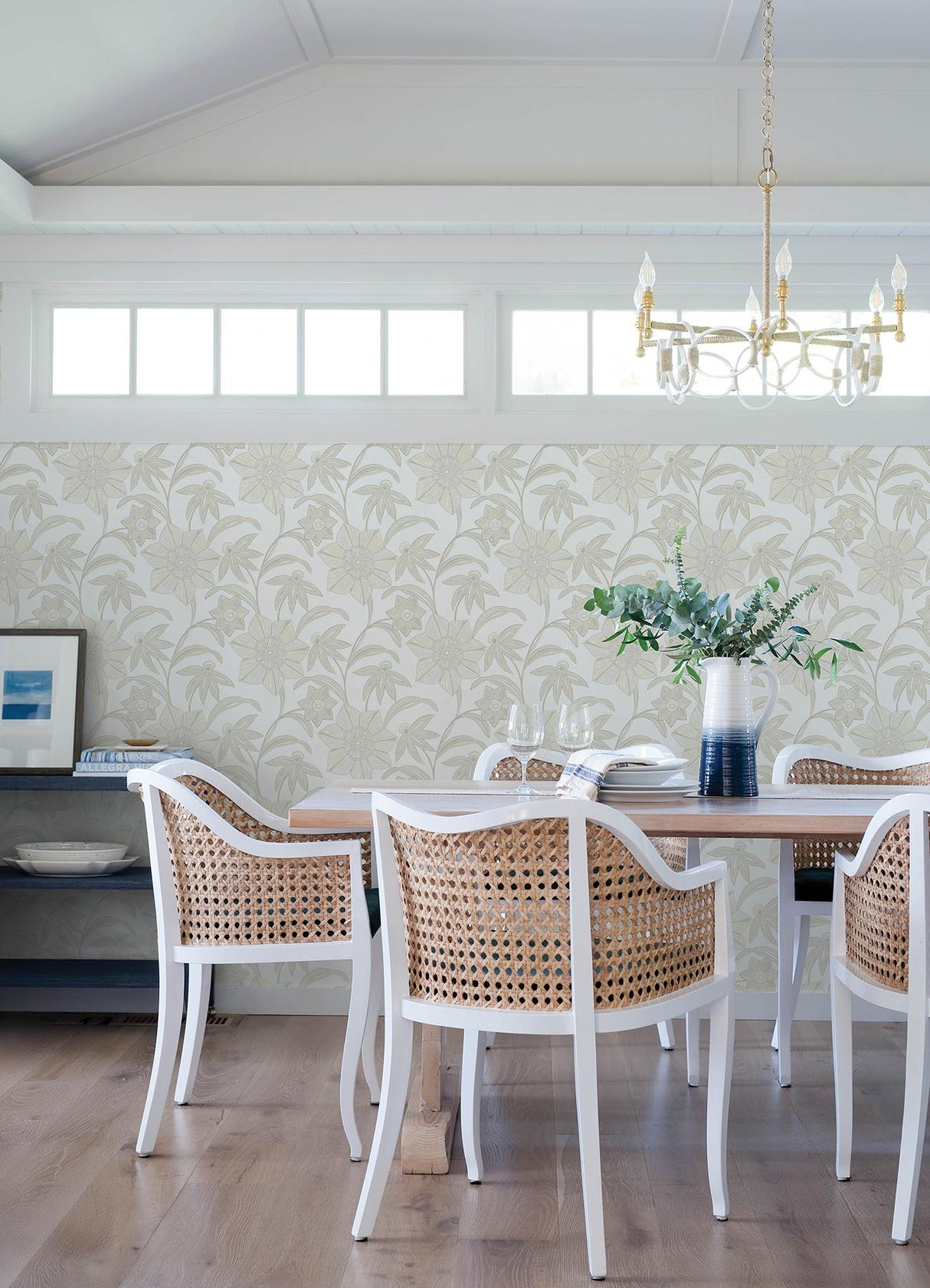 A-Street Prints Sea Salt Star Flower Beige Wallpaper