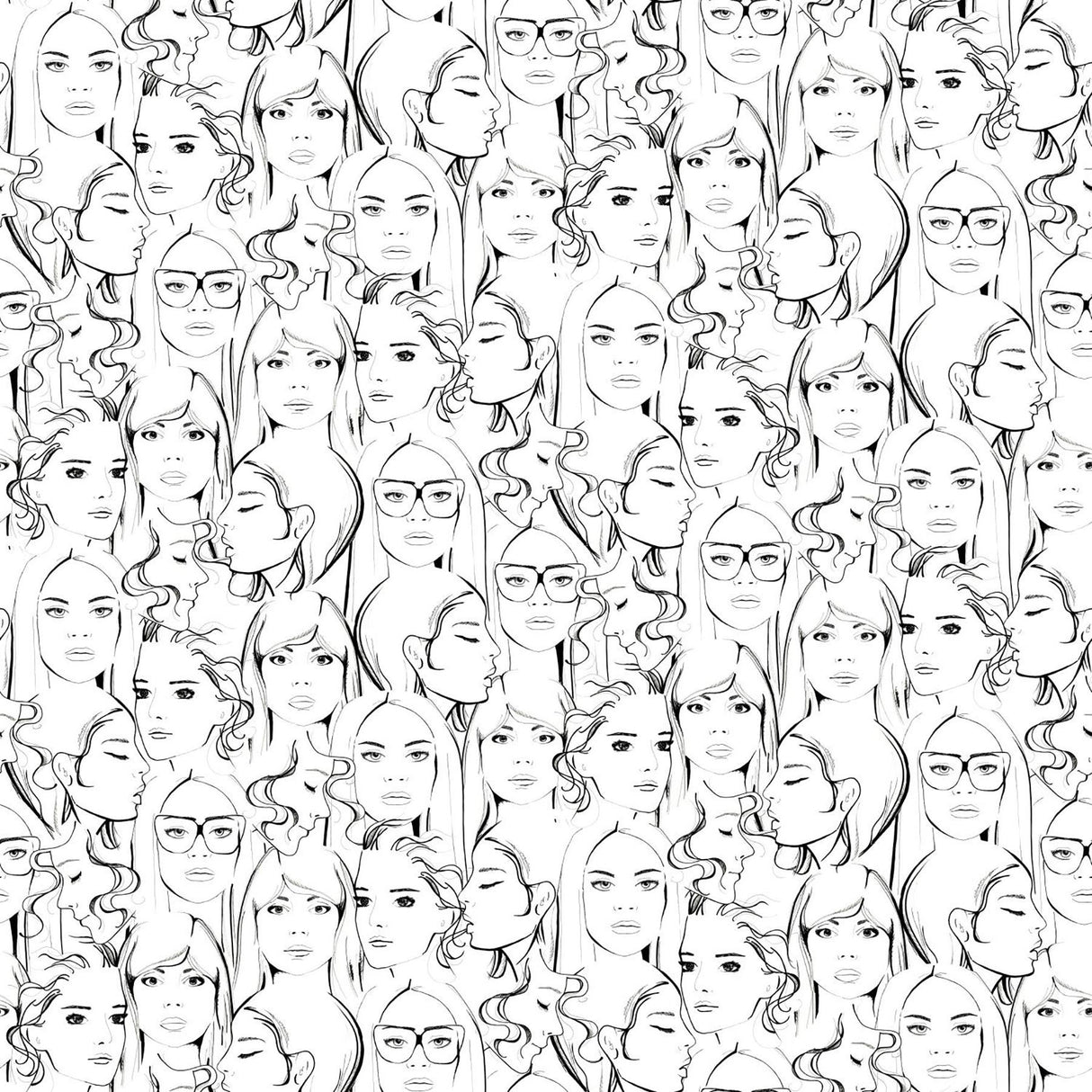 Brewster Home Fashions ESTA Home Design Department Buckley Face Collage Off-White Wallpaper