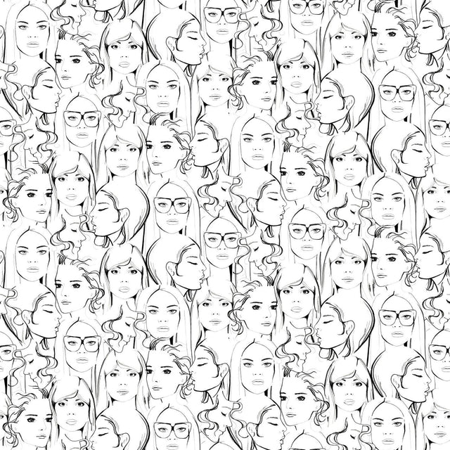 Brewster Home Fashions ESTA Home Design Department Buckley Face Collage Off-White Wallpaper