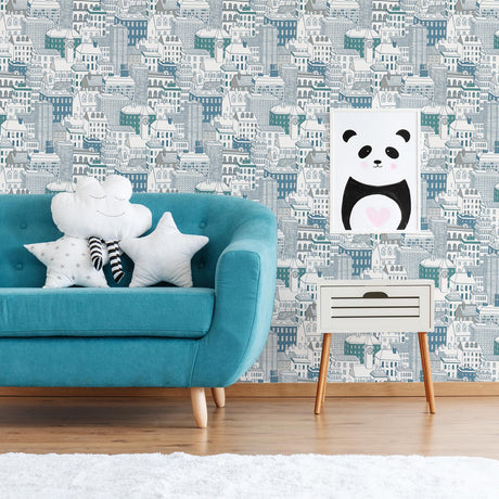 Brewster Home Fashions Brewster Brewster Kids HN002630 Teal Wallpaper