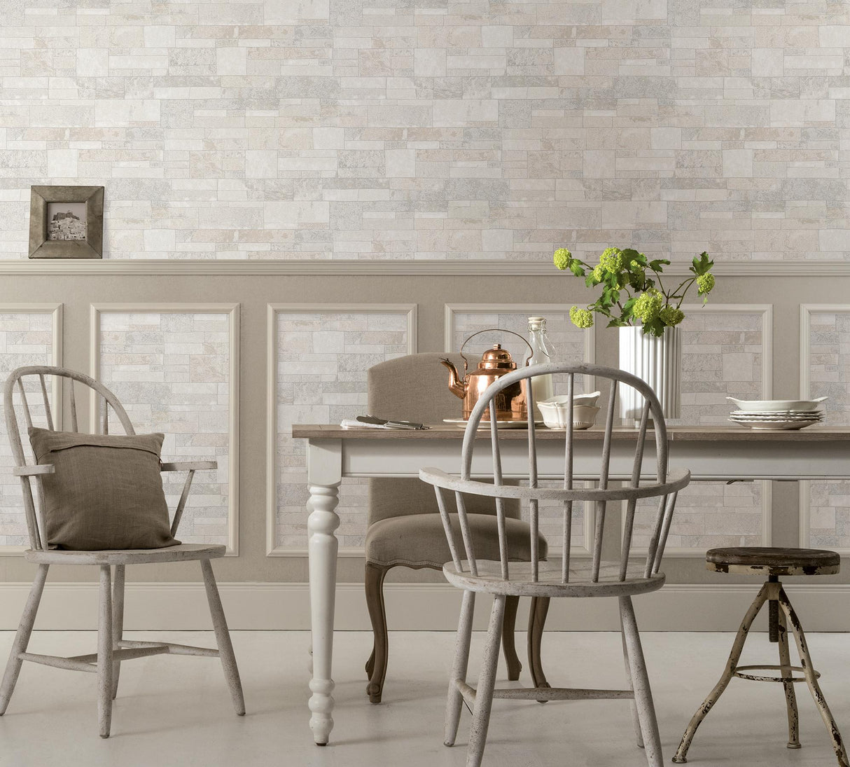 Brewster Home Fashions Marburg Marburg Brick White Wallpaper