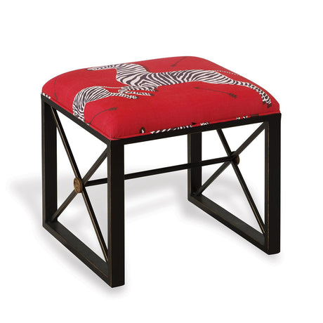 Scalamandre Maison Medallion Black Zebra Red Left Facing Single Bench