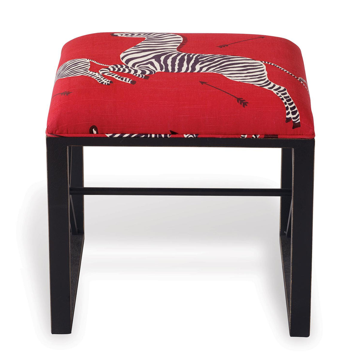 Scalamandre Maison Medallion Black Zebra Red Left Facing Single Bench