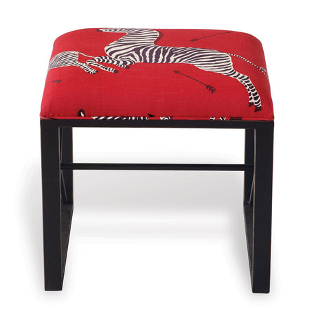 Scalamandre Maison Medallion Black Zebra Red Left Facing Single Bench