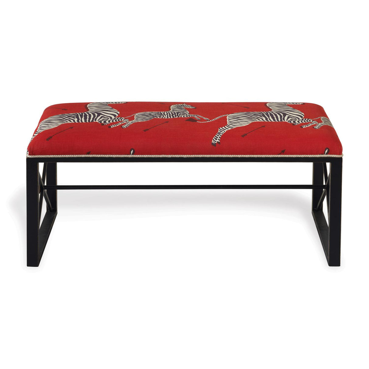 Scalamandre Maison Medallion Black Zebra Red Double Bench
