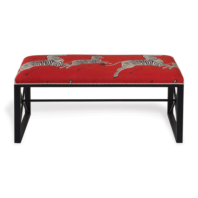 Scalamandre Maison Medallion Black Zebra Red Double Bench