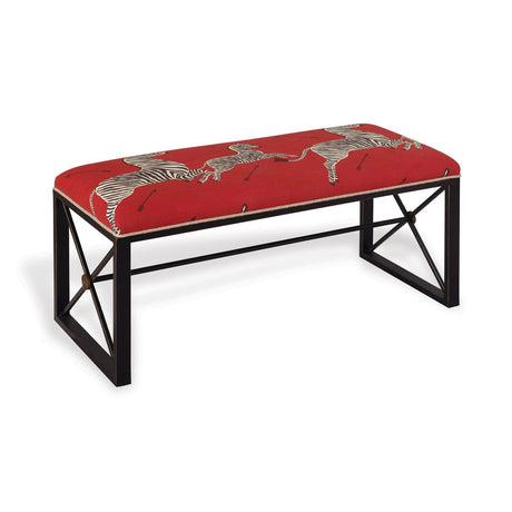 Scalamandre Maison Medallion Black Zebra Red Double Bench