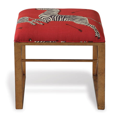 Scalamandre Maison Medallion Gold Zebra Red Left Facing Single Bench