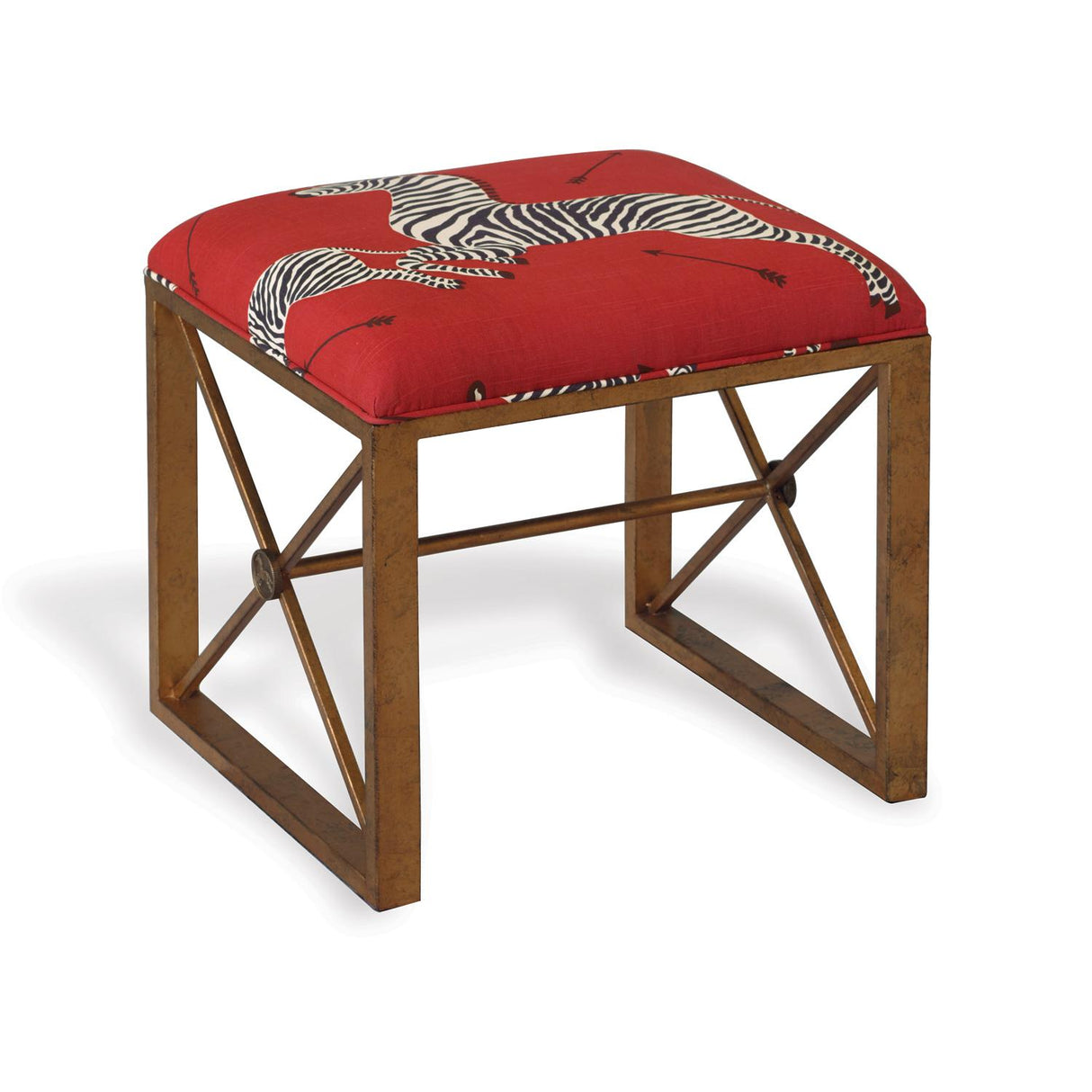 Scalamandre Maison Medallion Gold Zebra Red Left Facing Single Bench