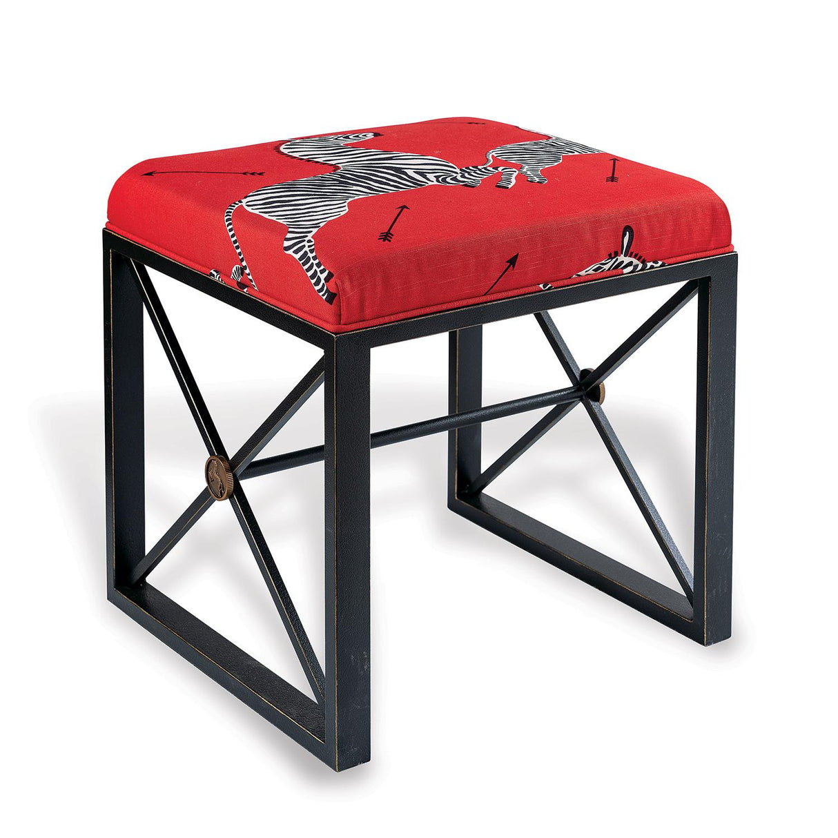 Scalamandre Maison Medallion Black Zebra Right Facing Single Bench