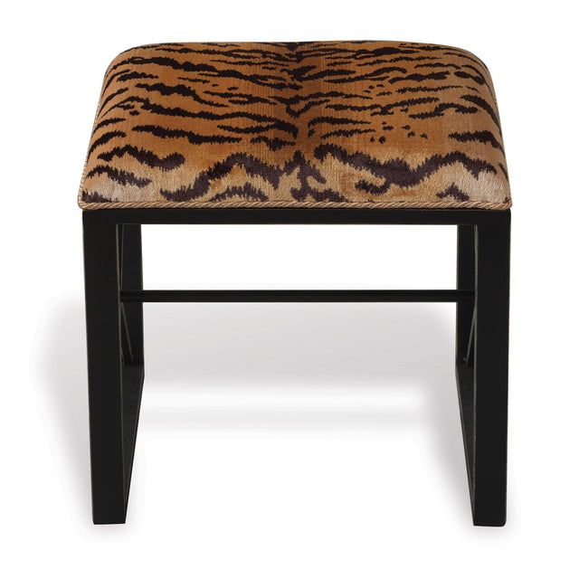 Scalamandre Maison Medallion Black Le Tigre Natural Single Bench