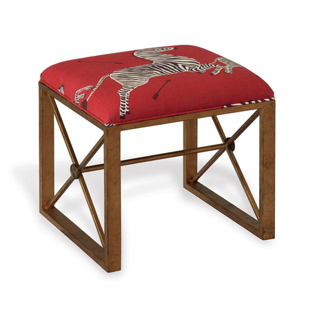 Scalamandre Maison Medallion Gold Zebra Red Right Facing Single Bench