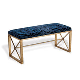 Scalamandre Maison Medallion Gold Double Bench with Le Tigre Blue Fabric