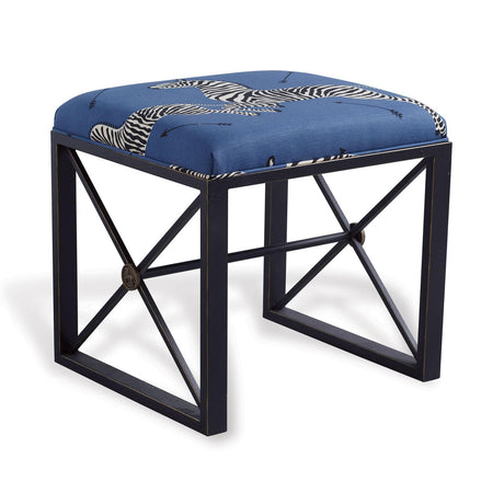 Scalamandre Maison Medallion Black Zebra Blue Left Facing Bench