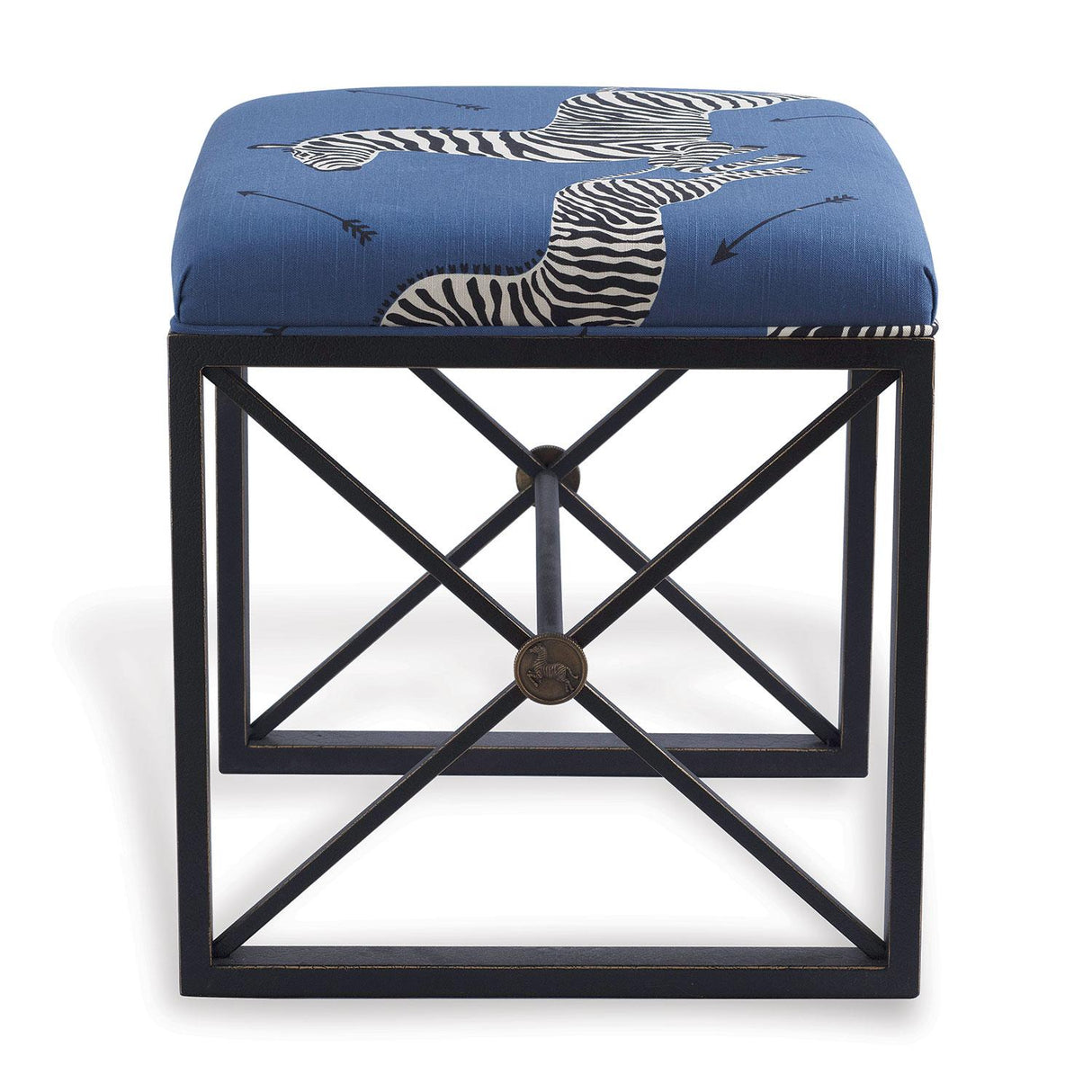 Scalamandre Maison Medallion Black Zebra Blue Left Facing Bench