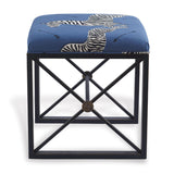 Scalamandre Maison Medallion Black Zebra Blue Left Facing Bench