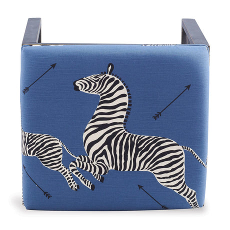 Scalamandre Maison Medallion Black Zebra Blue Left Facing Bench