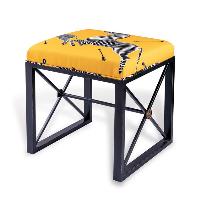 Scalamandre Maison Medallion Black Zebra Yellow Left Facing Bench