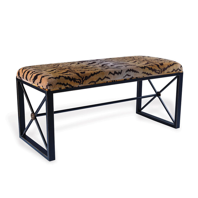 Scalamandre Maison Medallion Black Le Tigre Natural Double Bench
