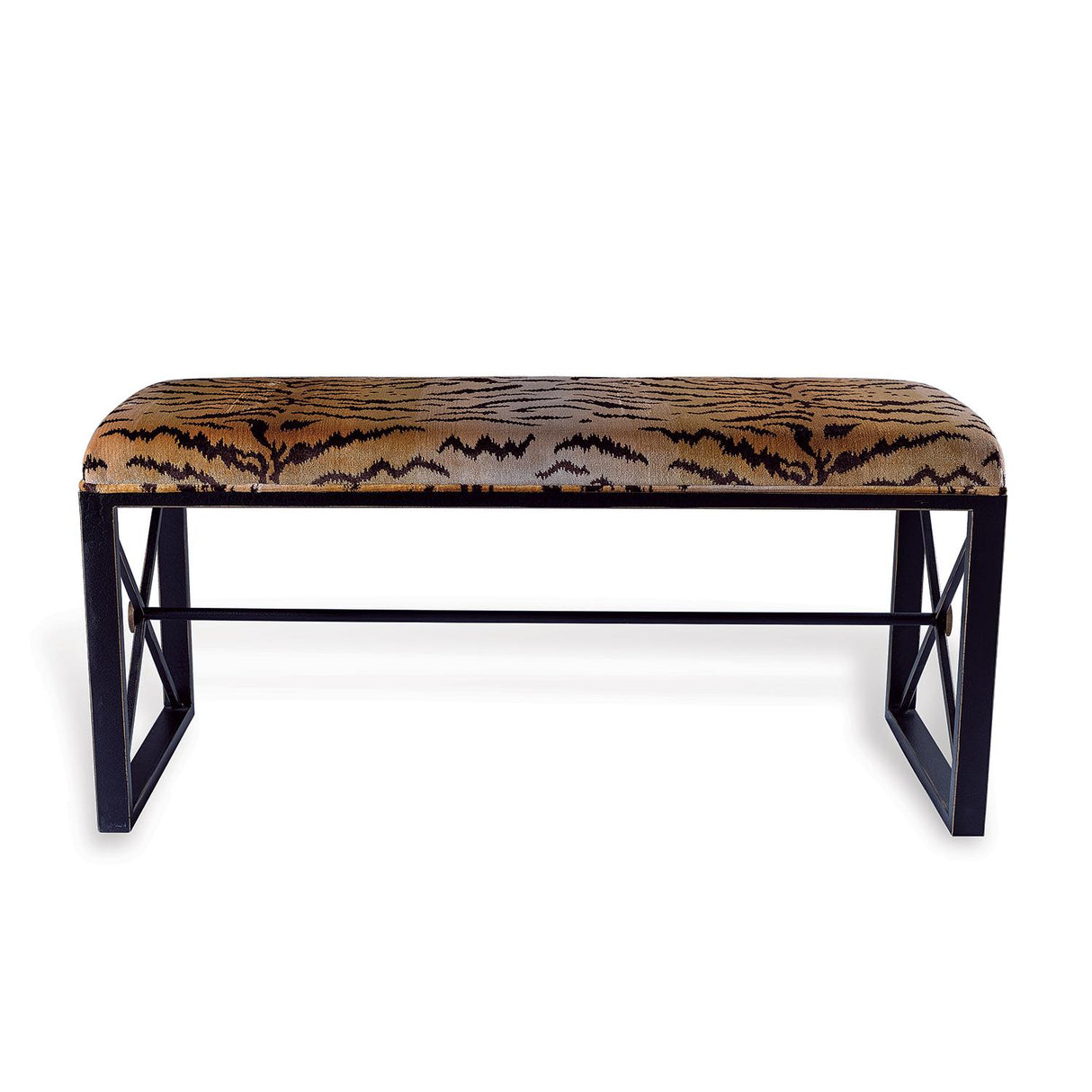 Scalamandre Maison Medallion Black Le Tigre Natural Double Bench