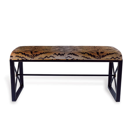 Scalamandre Maison Medallion Black Le Tigre Natural Double Bench