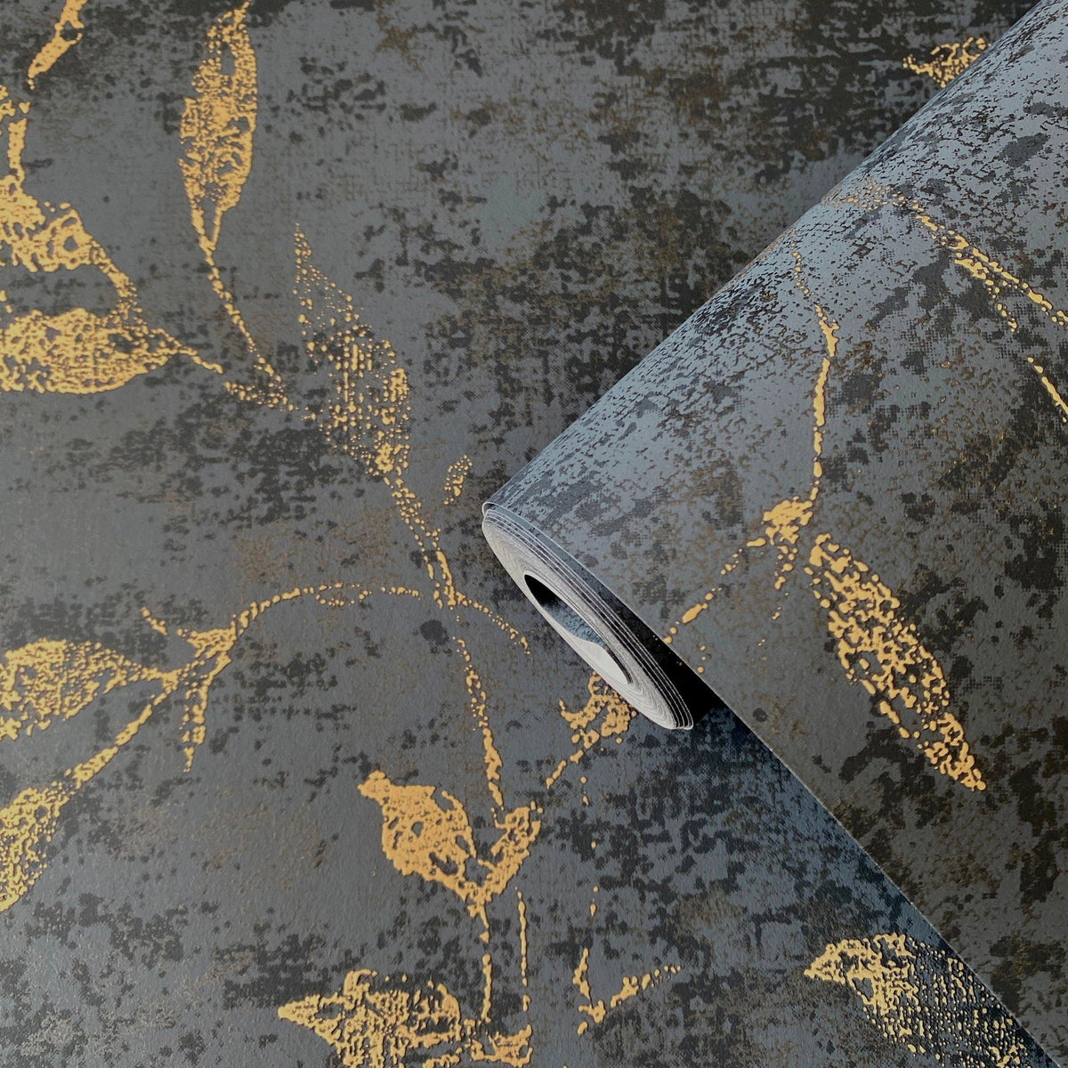 Galerie 11505 Elegance Leaf Impression Blue Wallpaper 11505 Blue Wallpaper