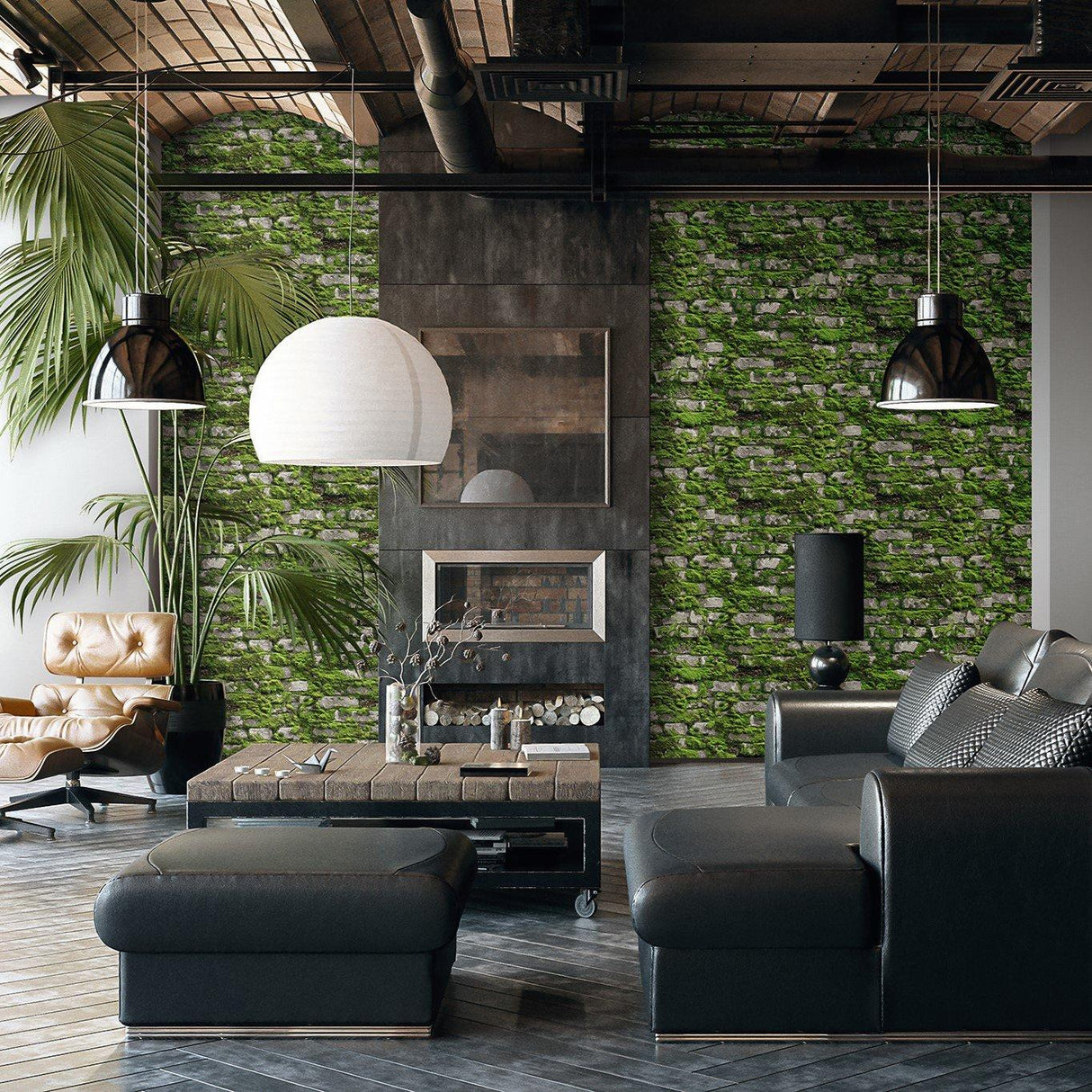 Galerie 45731 The Bricks And More Stone optic Green Wallpaper 45731 Green Wallpaper