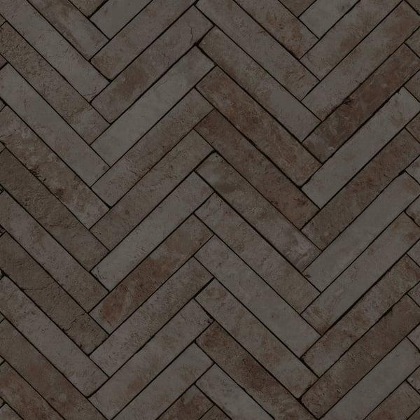 Galerie 45761 Brick Herringbone Silver Grey Wallpaper