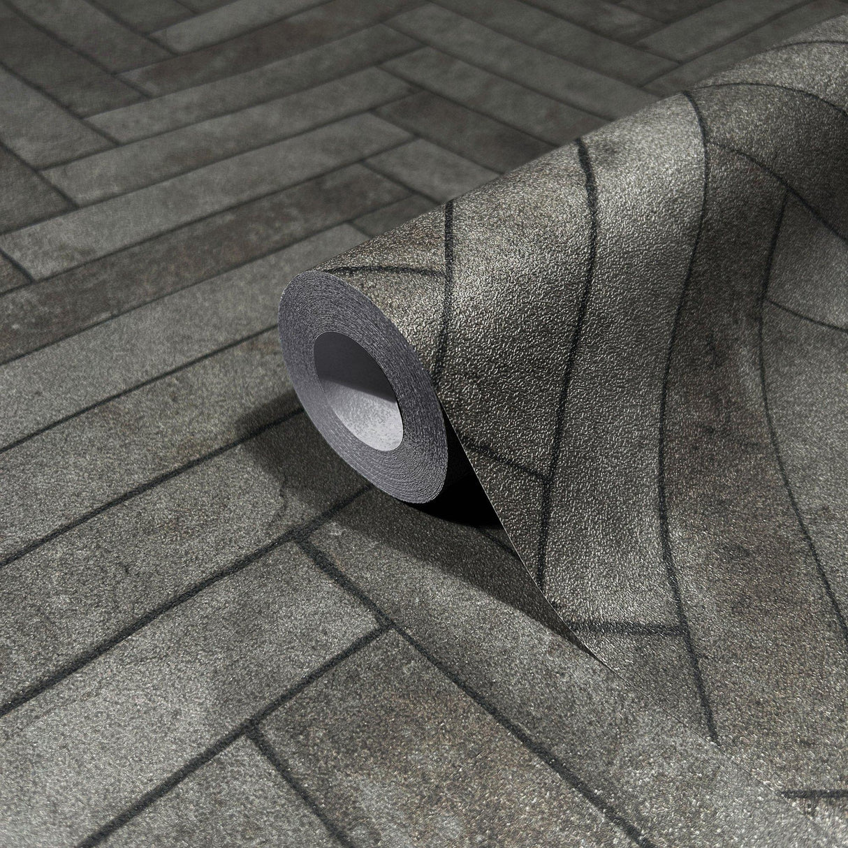 Galerie 45761 The Bricks And More Brick Herringbone Silver Grey Wallpaper 45761 Silver Grey Wallpaper