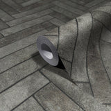Galerie 45761 The Bricks And More Brick Herringbone Silver Grey Wallpaper 45761 Silver Grey Wallpaper
