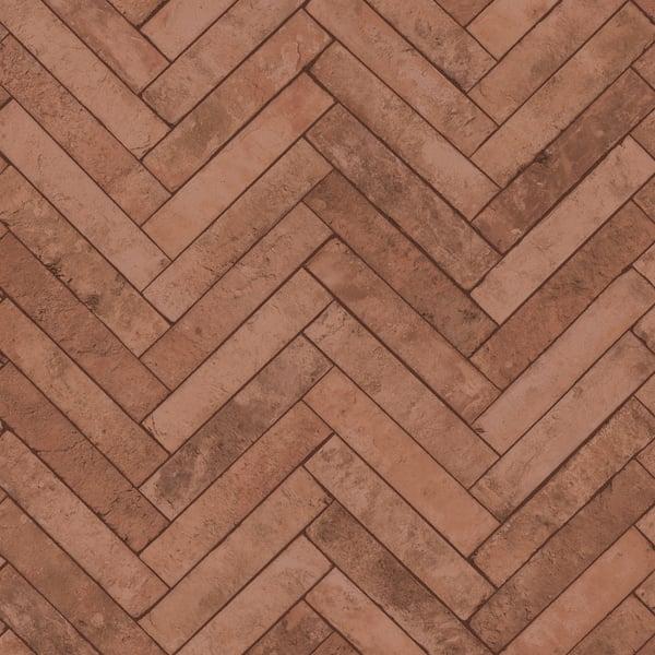 Galerie 45763 Brick Herringbone Red Wallpaper