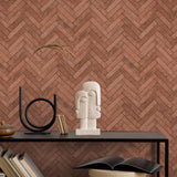 Galerie 45763 The Bricks And More Brick Herringbone Red Wallpaper 45763 Red Wallpaper