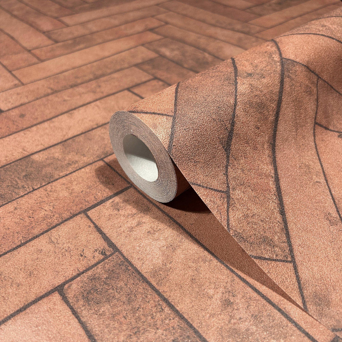 Galerie 45763 The Bricks And More Brick Herringbone Red Wallpaper 45763 Red Wallpaper
