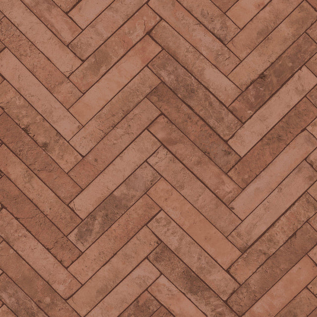 Galerie 45763 The Bricks And More Brick Herringbone Red Wallpaper 45763 Red Wallpaper