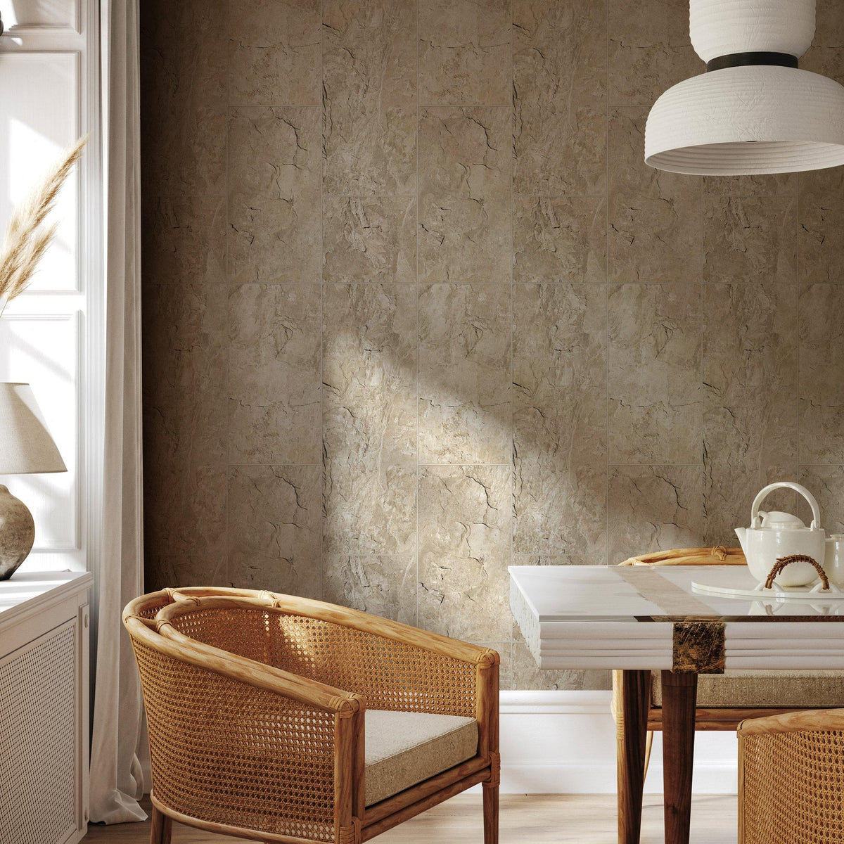 Galerie 45766 The Bricks And More Tile optic Beige Wallpaper 45766 Beige Wallpaper