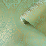 Galerie AM22002-4 Zen Lace Green Wallpaper AM22002-4 Green Wallpaper
