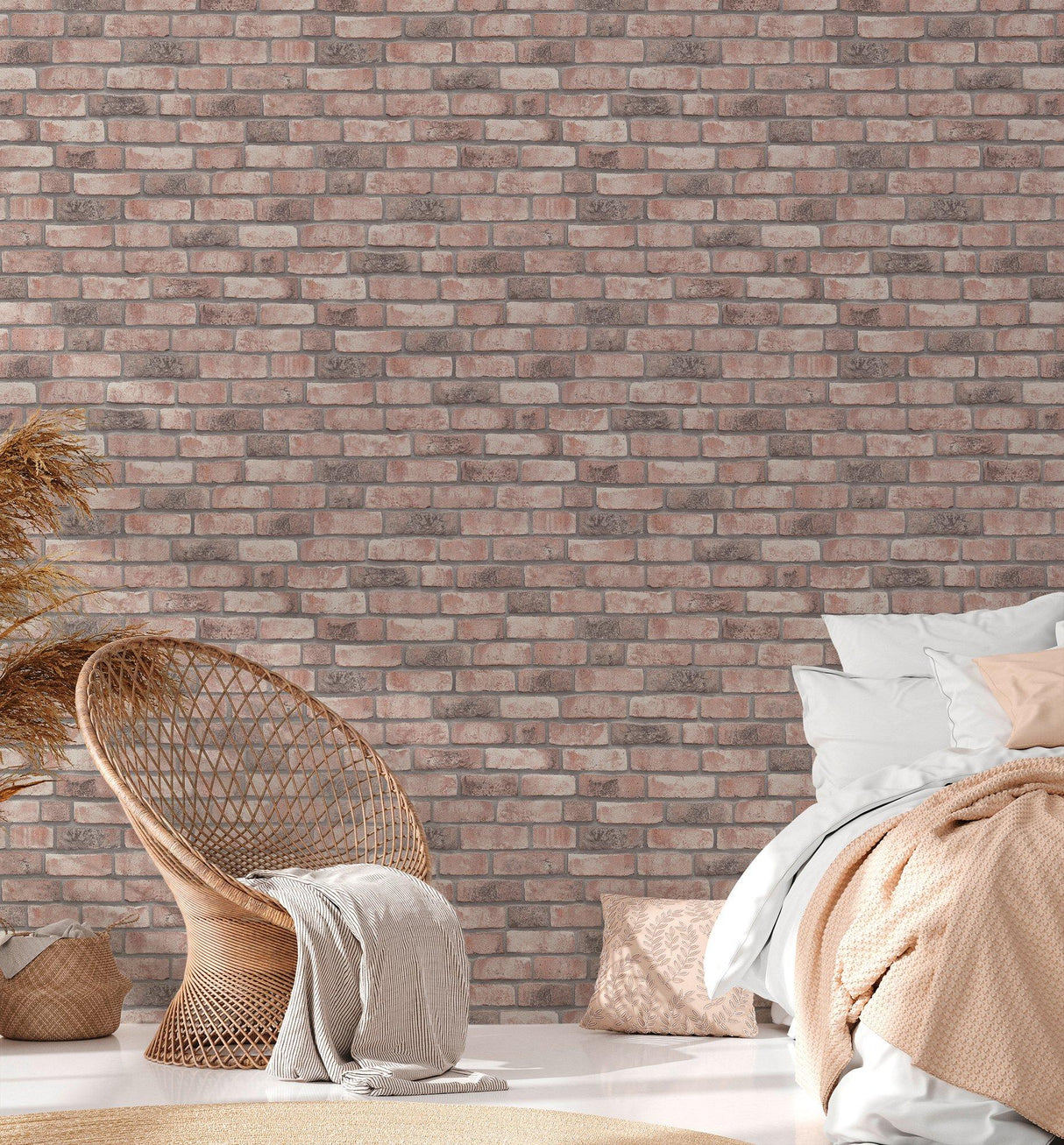 Galerie BB51109 The Bricks And More Weathered Walls Motif Pink Wallpaper BB51109 Pink Wallpaper