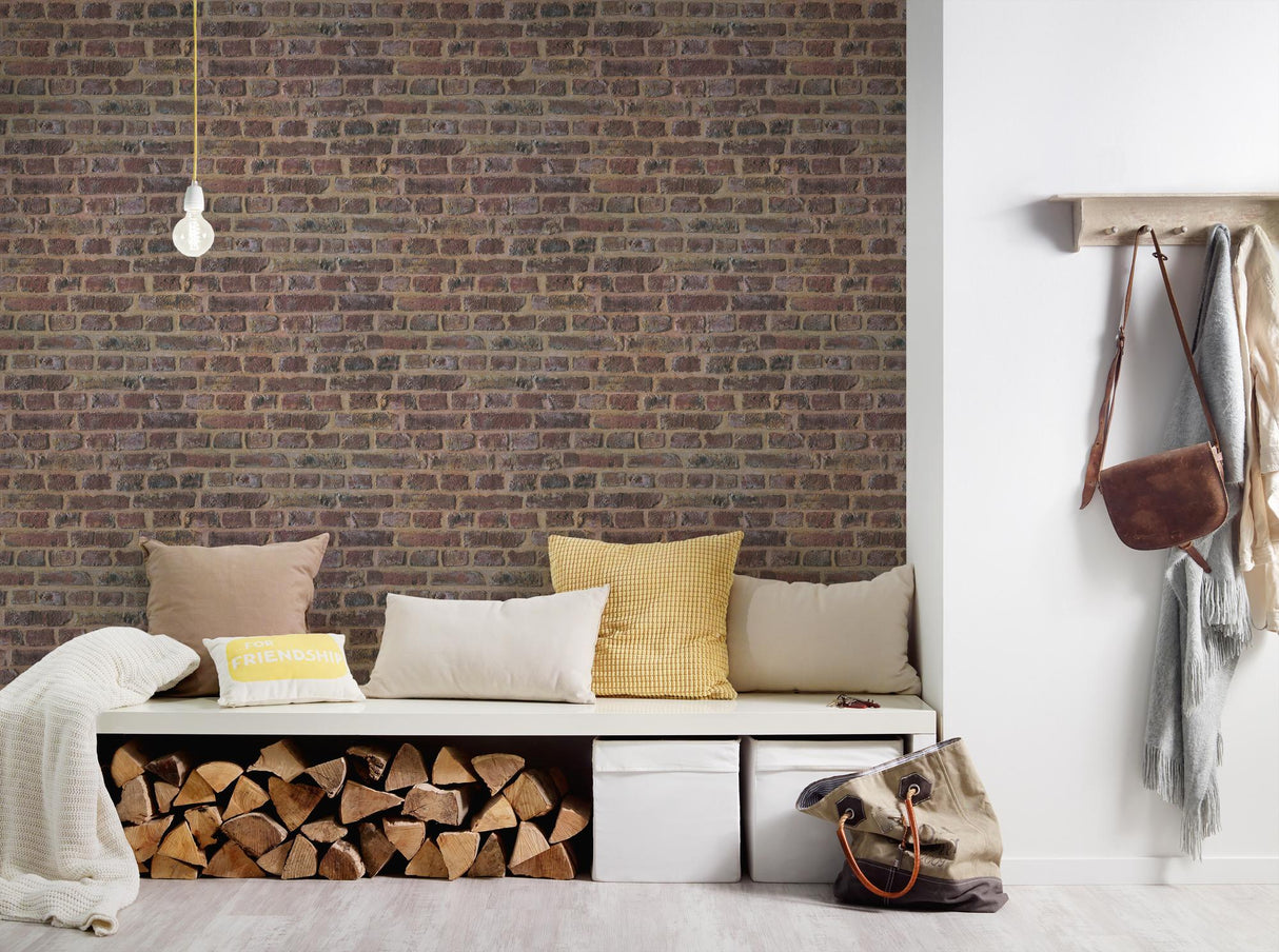 Galerie BB51114 The Bricks And More Brickshire Residents Motif Beige Wallpaper BB51114 Beige Wallpaper