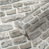 Galerie BB51122 The Bricks And More Stone Symphony Motif Silver Grey Wallpaper BB51122 Silver Grey Wallpaper