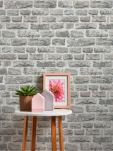 Galerie BB51122 The Bricks And More Stone Symphony Motif Silver Grey Wallpaper BB51122 Silver Grey Wallpaper